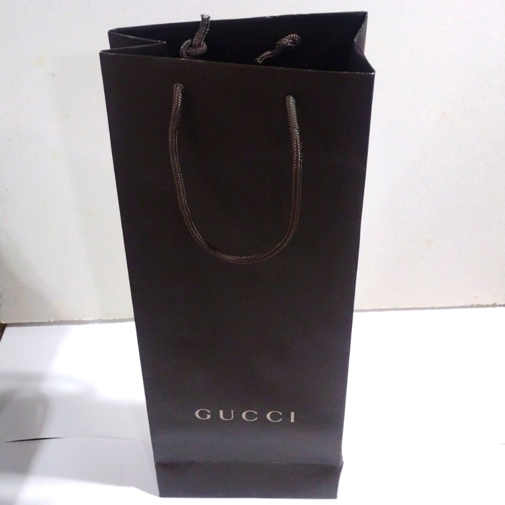 Authentic Gucci Brown Drawstring Paper Shopping Gift Bag Empty Unisex Storage